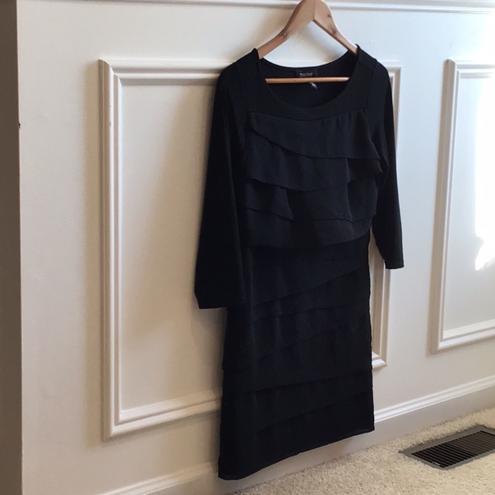 White House Black Market Black Layered Dress M